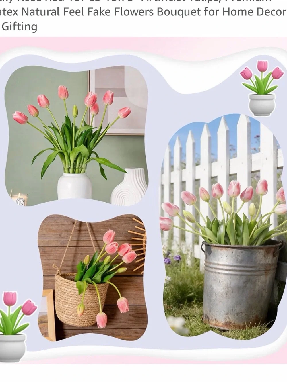 Pink Faux Tulip Arrangement QTY 12 Tulips 🌷